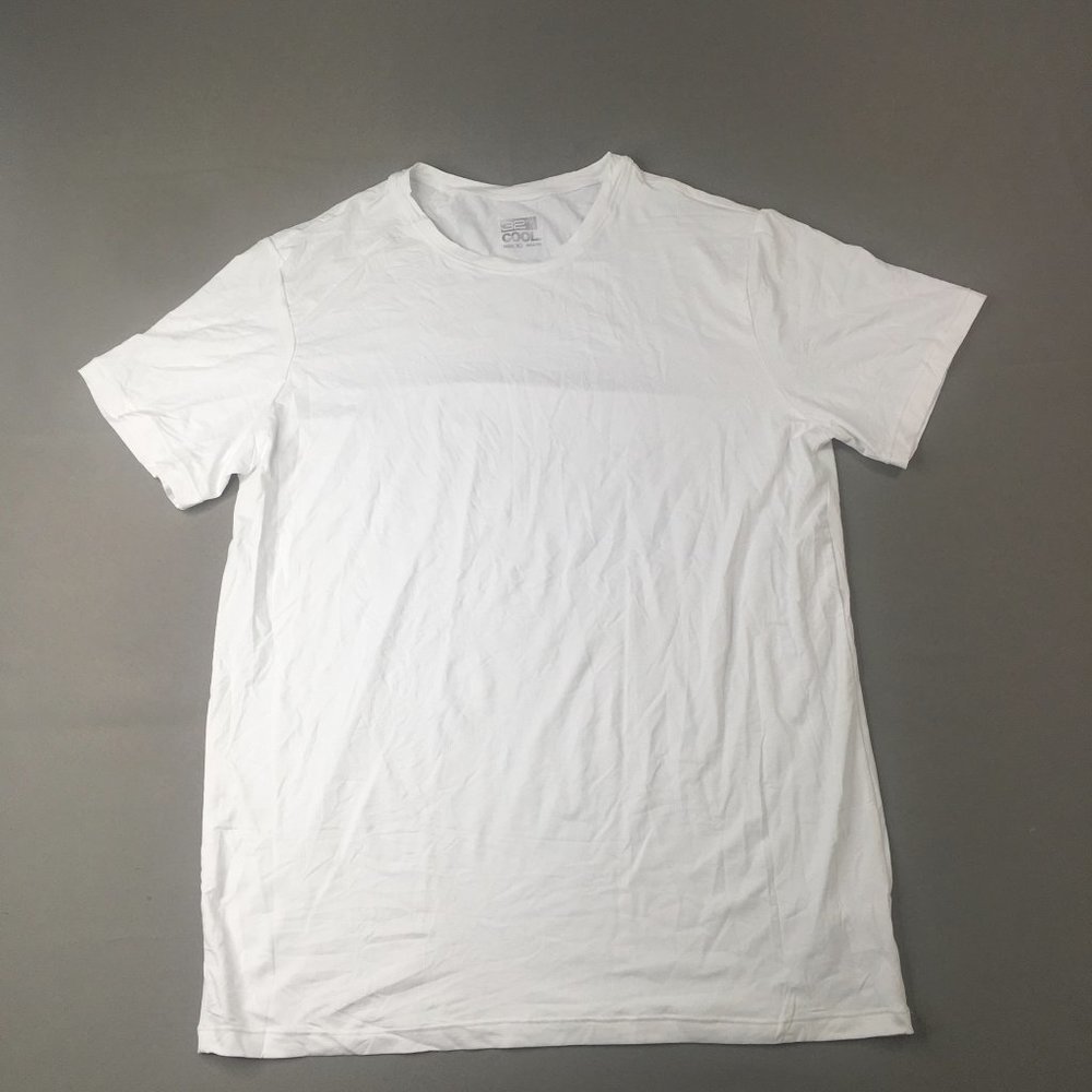 32 Degrees Cool Mens Shirt Medium White Short Sleeve Workout Gym Soft Lightweigh